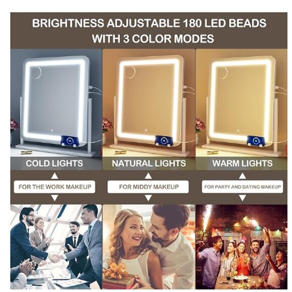 Vanity Mirror Lights 15.2" LED Smart Touch,Detachable 10X Magnify 360° Rotation - Picture 3 of 9